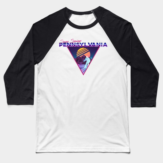 Retro Vaporwave Ski Mountain | Seven Springs Pennsylvania | Shirts, Stickers, and More! Baseball T-Shirt by KlehmInTime